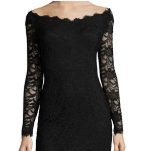 Black lace on or off the shoulder midi dress